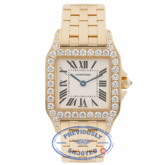 Cartier Santos Demoiselle Medium Diamond Bezel 18K Yellow Gold WF9002Y7 C70L7W - Beverly Hills Watch Company Watch Store