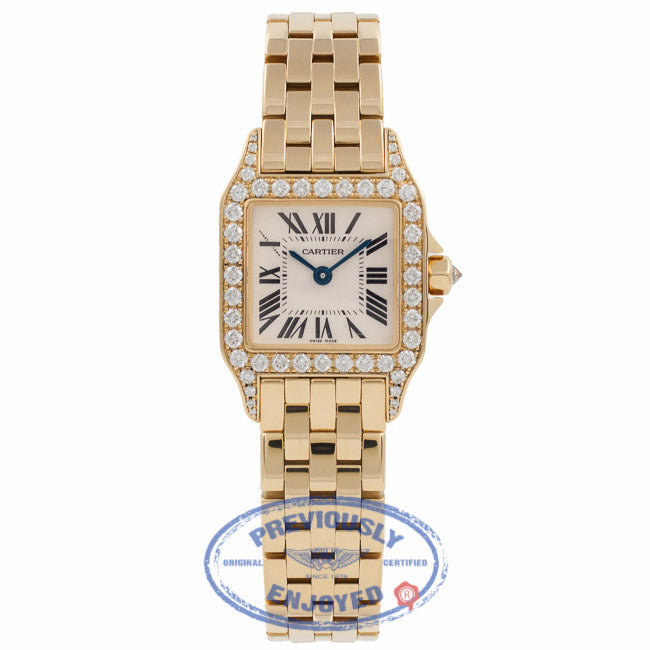 Cartier Santos Demoiselle Small Yellow Gold Diamond Bezel  WF9001Y7 RQGHIU - Beverly Hills Watch Company Watch Store