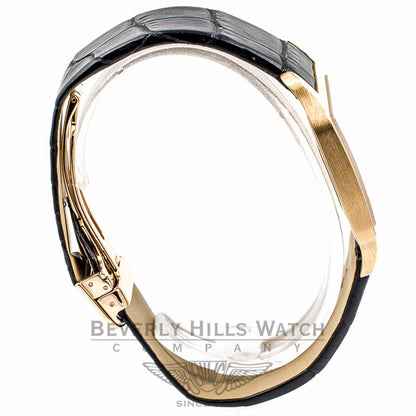 Cartier Santos Dumont 18K Rose Gold Rhodium Roman Numeral Dial Black Crocodile Leather Strap Watch W2006951 Beverly Hills Watch Company Watches