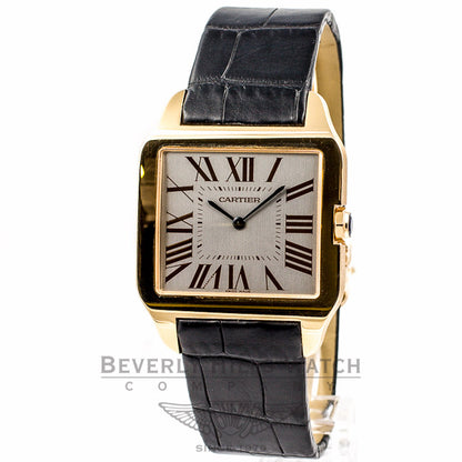 Cartier Santos Dumont 18K Rose Gold Rhodium Roman Numeral Dial Black Crocodile Leather Strap Watch W2006951 Beverly Hills Watch Company Watches