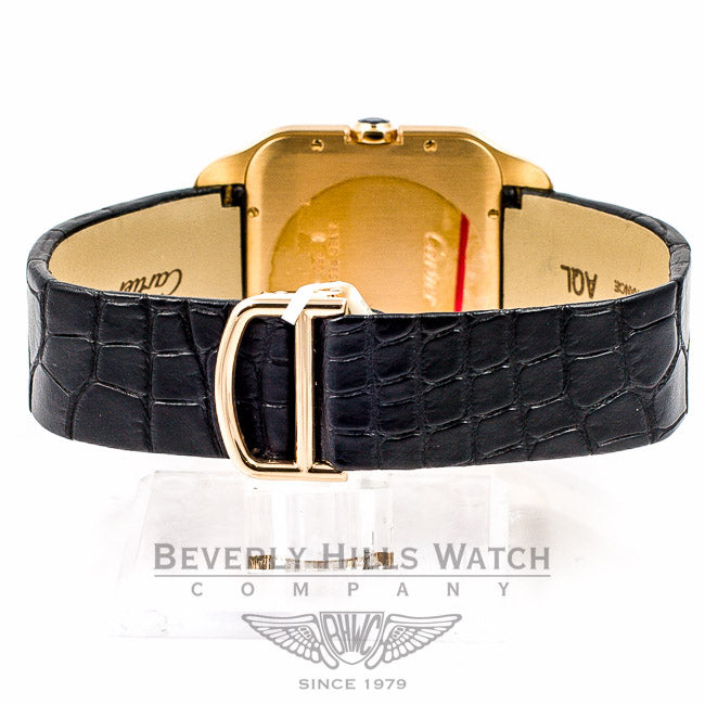 Cartier Santos Dumont 18K Rose Gold Rhodium Roman Numeral Dial Black Crocodile Leather Strap Watch W2006951 Beverly Hills Watch Company Watches