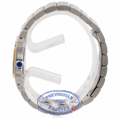 Cartier Santos Galbee Small Quartz 18k Yellow Gold Stainless Steel Silver Dial W20012C4 TVJ6KG - Beverly Hills Watch Company Watch Store
