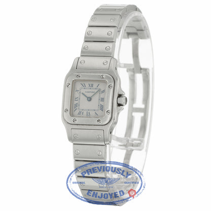 Cartier Santos Galbee Quartz Stainless Steel Creme Dial Blue Roman Numerals 1565 PP7WVF - Beverly Hills Watch