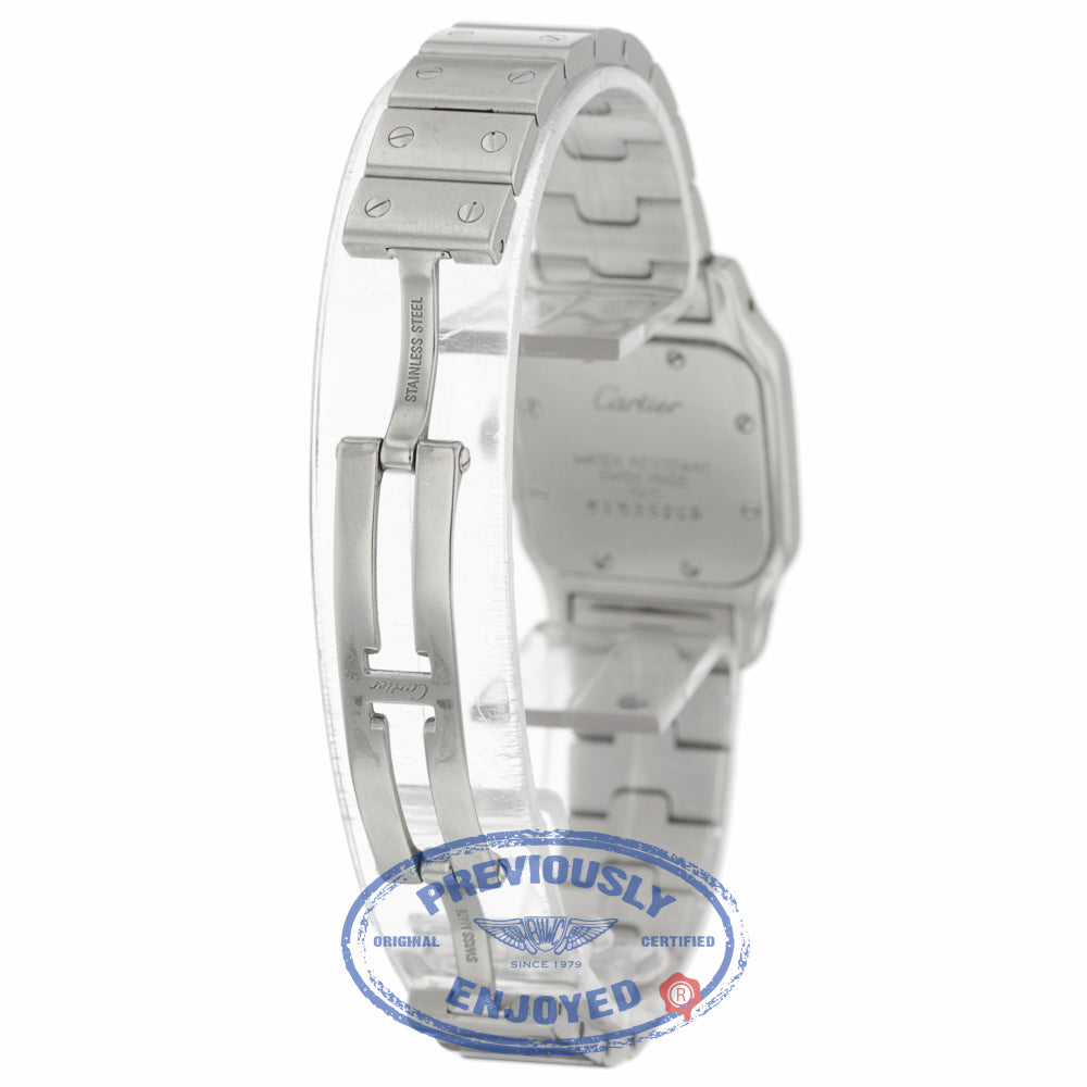 Cartier Santos Galbee Quartz Stainless Steel Creme Dial Blue Roman Numerals 1565 PP7WVF - Beverly Hills Watch