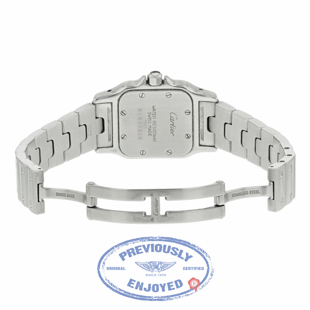 Cartier Santos Galbee Quartz Stainless Steel Creme Dial Blue Roman Numerals 1565 PP7WVF - Beverly Hills Watch