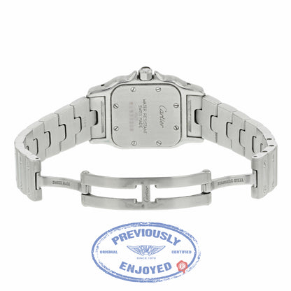 Cartier Santos Galbee Quartz Stainless Steel Creme Dial Blue Roman Numerals 1565 PP7WVF - Beverly Hills Watch