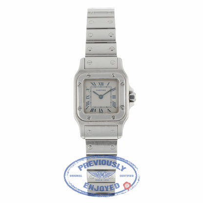 Cartier Santos Galbee Quartz Stainless Steel Creme Dial Blue Roman Numerals 1565 PP7WVF - Beverly Hills Watch