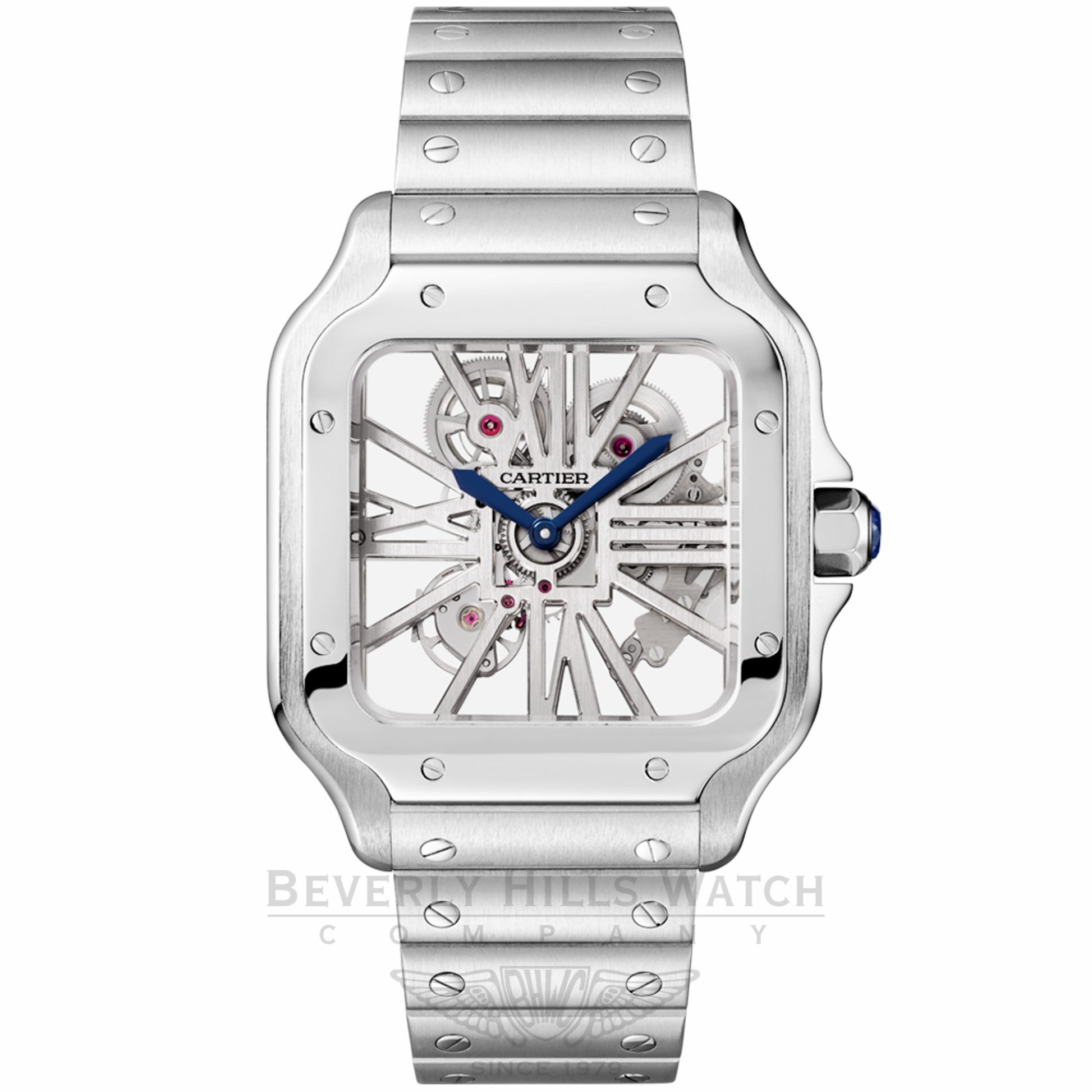 Cartier Santos Skeleton Large Stainless Steel Manual Wind WHSA0007 YP0VUX - Beverly Hills Watch