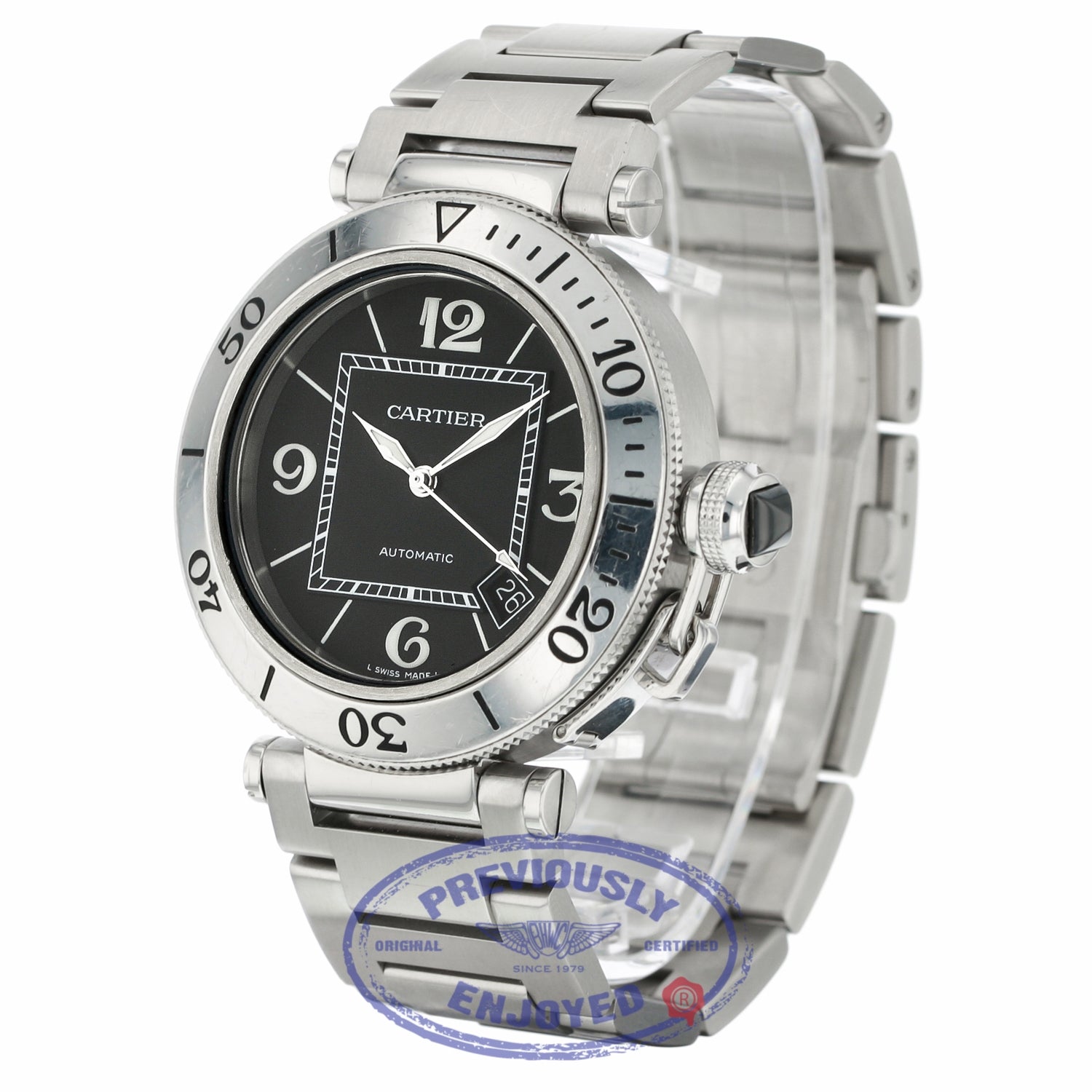 Cartier Pasha Seatimer 40.5mm Automatic Black Dial Stainless Steel W31077M7 KMDLZ2 - Beverly Hills Watch