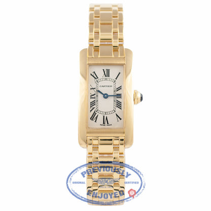 Cartier Tank Americaine Small 18K Yellow Gold White Dial W26015K2 M4PA5X - Beverly Hills Watch Store
