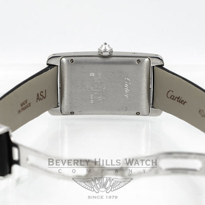 Cartier Tank Americaine Medium White Gold Diamond Bezel Ladies Watch WB702651 Beverly Hills Watch Company Watches