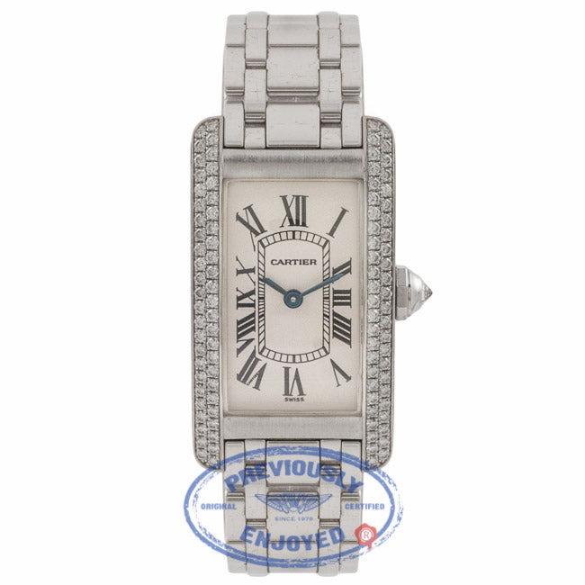 Cartier Tank Americaine 18KT White Gold Diamonds WB7018L1 4W425R - Beverly Hills Watch Store
