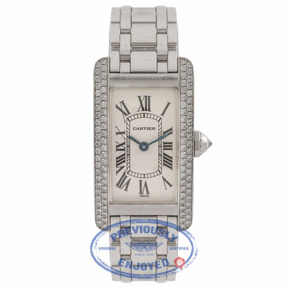 Cartier Tank Americaine 18KT White Gold Diamonds WB7018L1 4W425R - Beverly Hills Watch Store
