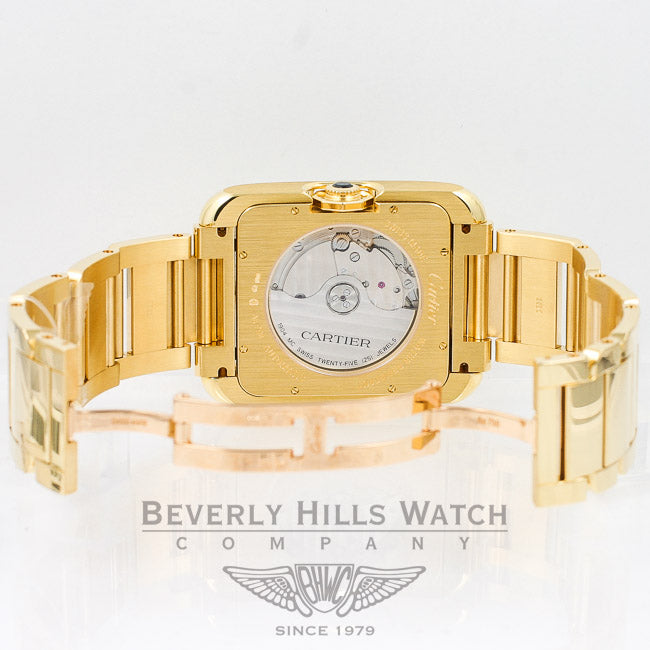 Cartier Tank Anglaise Large 18K Yellow Gold Bracelet Silver Roman Dial Watch W53100018 Beverly Hills Watch Company Watches