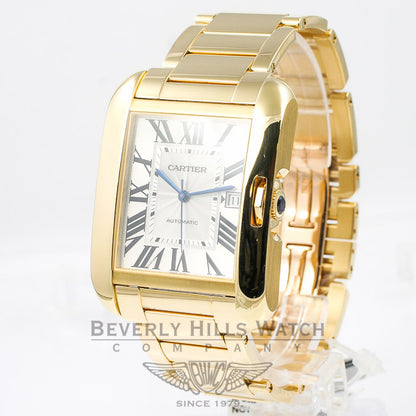 Cartier Tank Anglaise Large 18K Yellow Gold Bracelet Silver Roman Dial Watch W53100018 Beverly Hills Watch Company Watches