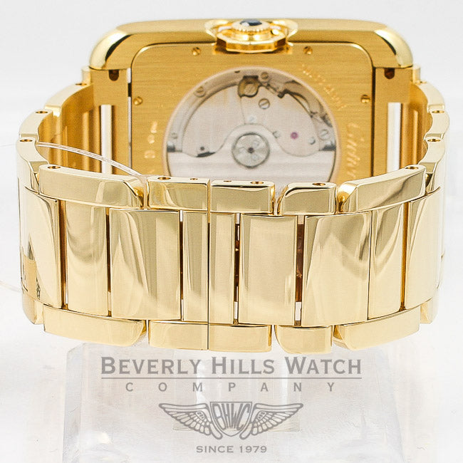 Cartier Tank Anglaise Large 18K Yellow Gold Bracelet Silver Roman Dial Watch W53100018 Beverly Hills Watch Company Watches