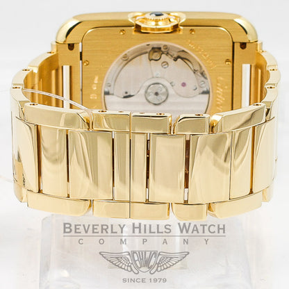 Cartier Tank Anglaise Large 18K Yellow Gold Bracelet Silver Roman Dial Watch W53100018 Beverly Hills Watch Company Watches