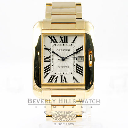 Cartier Tank Anglaise Large 18K Yellow Gold Bracelet Silver Roman Dial Watch W53100018 Beverly Hills Watch Company Watches