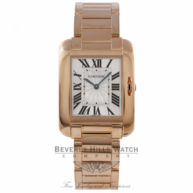 Cartier Tank Anglaise Medium 18k Rose Gold Silver Dial Bracelet W5310041 Y0MN9W - Beverly Hills Watch Company