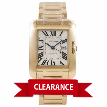 Cartier Tank Anglaise Large 18K Yellow Gold Bracelet Silver Roman Dial Watch W53100018 Beverly Hills Watch Company Watches