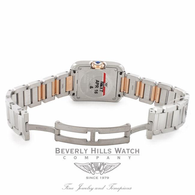Cartier Tank Anglaise Small 18K Rose Gold Stainless Steel Silver Diamond Dial WT100024 EHFLN3 - Beverly Hills Watch Company Watch Store