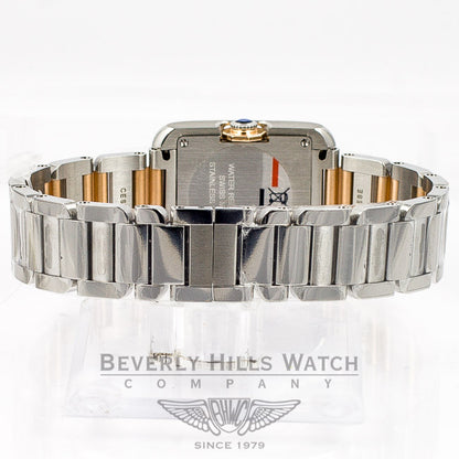 Cartier Tank Anglaise Stainless Steel Rose Gold Silver Roman Dial Quartz Ladies Watch W5310019 Beverly Hills Watch Company Watches