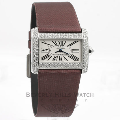 Cartier Tank Divan White Gold Double Row Diamond Case Ladies Watch 2599 Beverly Hills Watch Company