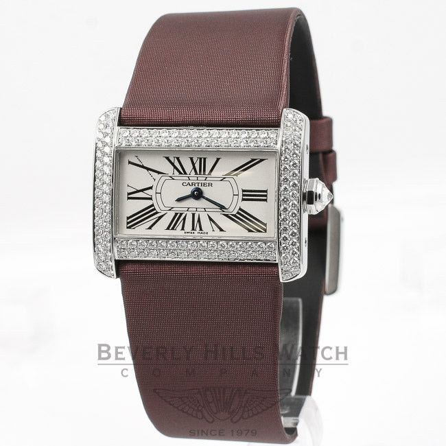Cartier Tank Divan White Gold Double Row Diamond Case Ladies Watch 2599 Beverly Hills Watch Company