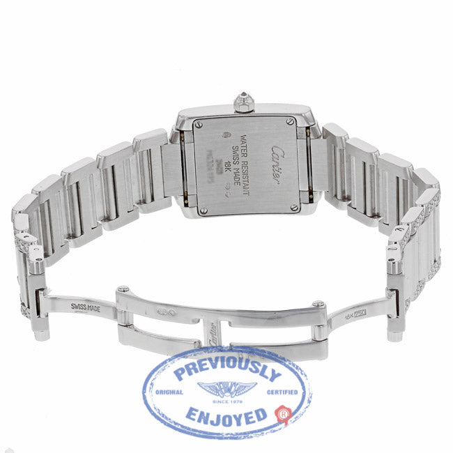 Cartier Tank Francaise 18kt White Gold Diamond Bracelet WE1002SF UXNPH5 - Beverly Hills Watch Company