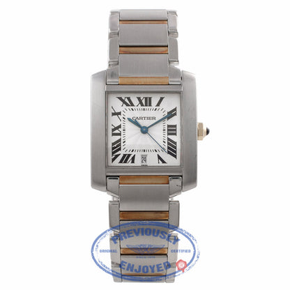 Cartier Tank Francaise Large 18k Yellow Gold Stainless Steel Silver Dial Bracelet W51005Q4 1YEFV3 - Beverly Hills Watch Company Watch Store