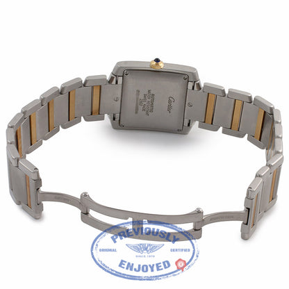 Cartier Tank Francaise Large 18k Yellow Gold Stainless Steel Silver Dial Bracelet W51005Q4 1YEFV3 - Beverly Hills Watch Company Watch Store