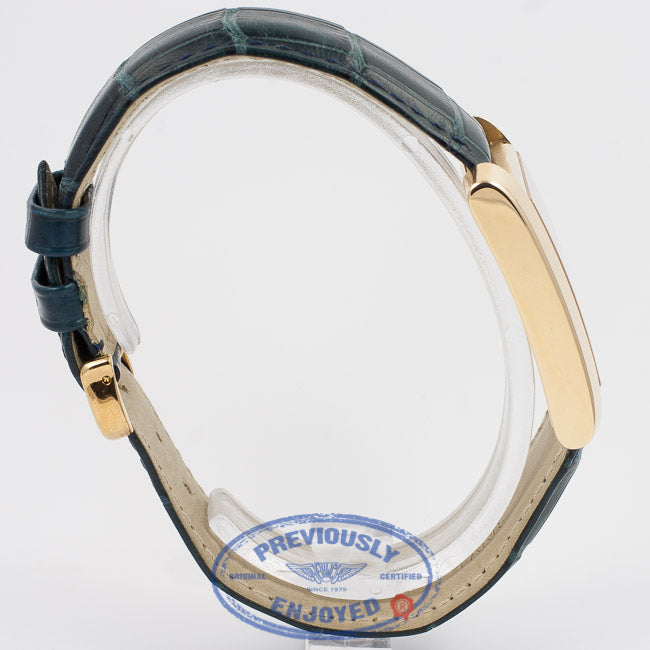 Cartier Tank Francaise Chronoflex Large Yellow Gold Leather Strap White Dial Watch W5000556 Beverly Hills Watch Company Watch Store