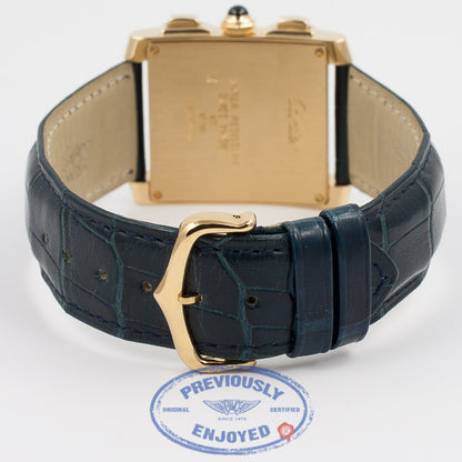 Cartier Tank Francaise Chronoflex Large Yellow Gold Leather Strap White Dial Watch W5000556 Beverly Hills Watch Company Watch Store
