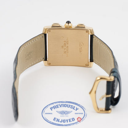 Cartier Tank Francaise Chronoflex Large Yellow Gold Leather Strap White Dial Watch W5000556 Beverly Hills Watch Company Watch Store