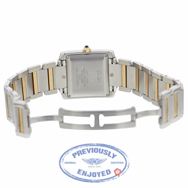 Cartier Tank Francaise Large 18k Yellow Gold Stainless Steel Silver Dial Bracelet W51005Q4 1YEFV3