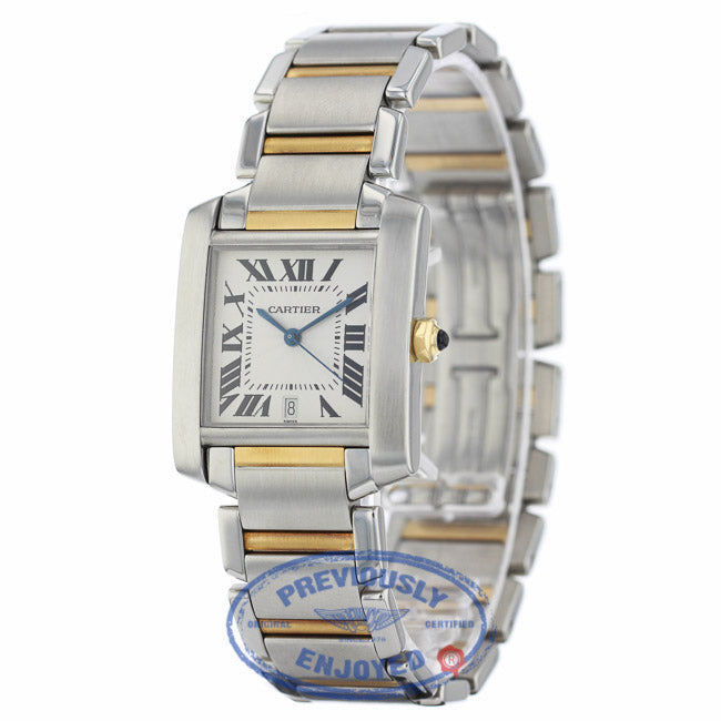 Cartier Tank Francaise Large 18k Yellow Gold Stainless Steel Silver Dial Bracelet W51005Q4 1YEFV3