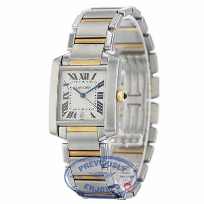 Cartier Tank Francaise Large 18k Yellow Gold Stainless Steel Silver Dial Bracelet W51005Q4 1YEFV3