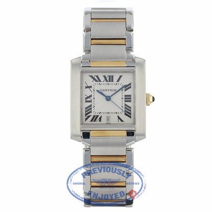 Cartier Tank Francaise Large 18k Yellow Gold Stainless Steel Silver Dial Bracelet W51005Q4 1YEFV3