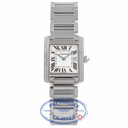 Cartier Tank Francaise Medium 18K White Gold Diamond Bezel WE101853