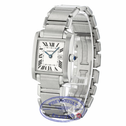 Cartier Tank Francaise Midsize Stainless Steel Quartz Silver Dial W51011Q3 ZN3P4R - Beverly Hills Watch Company