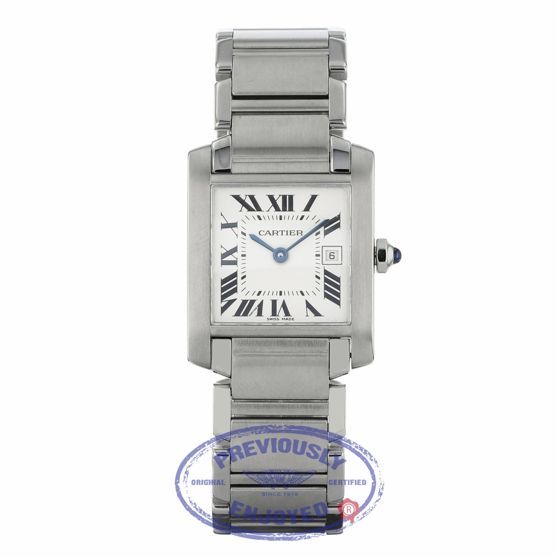 Cartier Tank Francaise Midsize Stainless Steel Quartz Silver Dial W51011Q3 ZN3P4R - Beverly Hills Watch Company