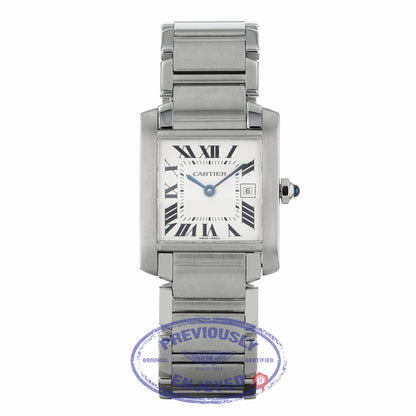 Cartier Tank Francaise Midsize Stainless Steel Quartz Silver Dial W51011Q3 ZN3P4R - Beverly Hills Watch Company