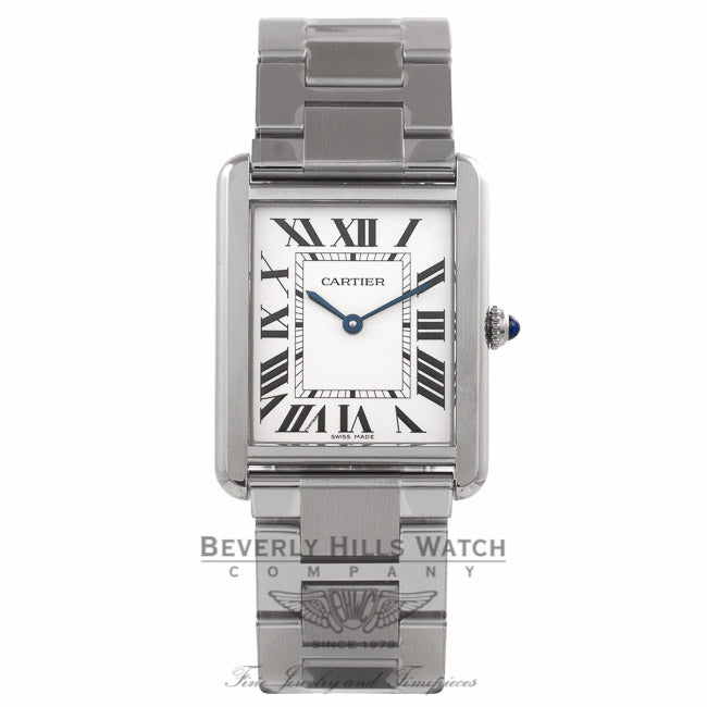 Cartier Tank Solo Large Stainless Steel Silver Dial Roman Numerals W5200014 XH5E9Q - Beverly Hills Watch Store