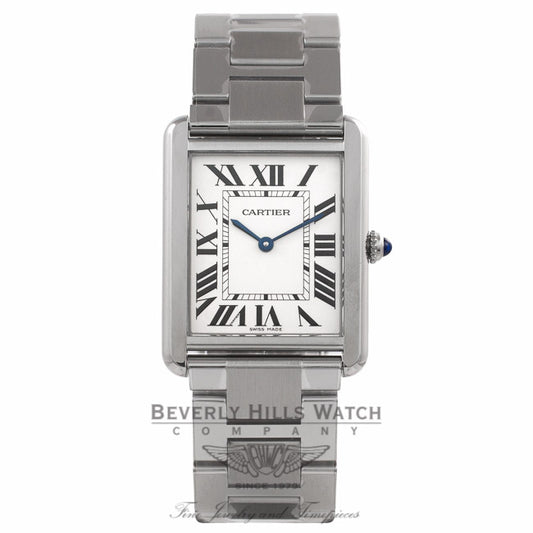 Cartier Tank Solo Large Stainless Steel Silver Dial Roman Numerals W5200014 XH5E9Q - Beverly Hills Watch Store