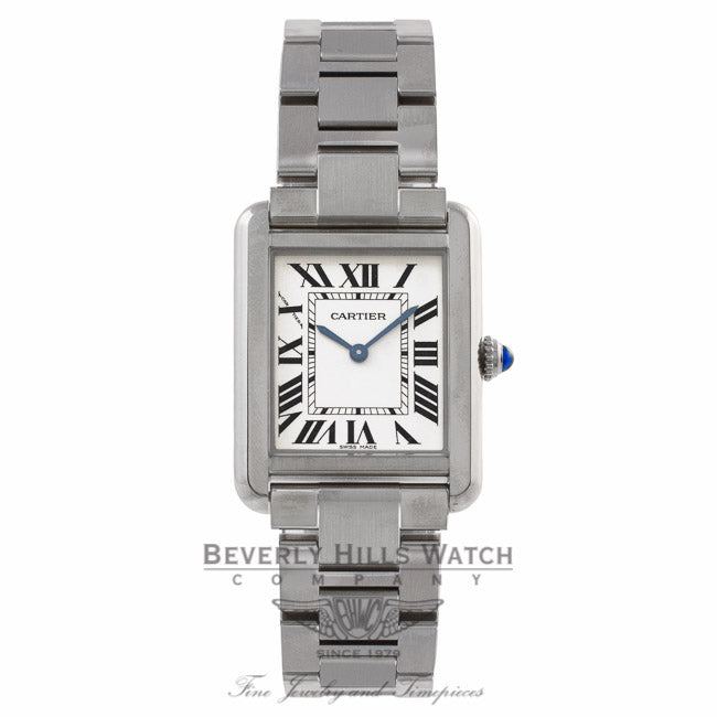 Cartier Tank Solo Small 31MM Stainless Steel Quartz Silver Opaline Roman Numerals W5200013 EFX3Z6 - Beverly Hills Watch Company