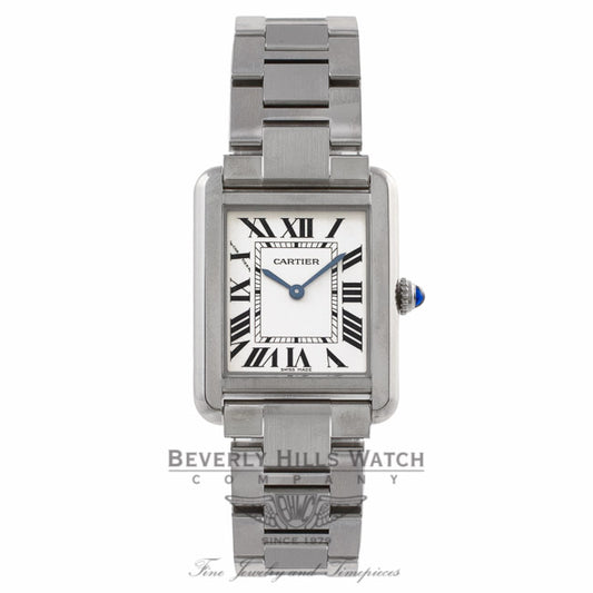 Cartier Tank Solo Small 31MM Stainless Steel Quartz Silver Opaline Roman Numerals W5200013 EFX3Z6 - Beverly Hills Watch Company