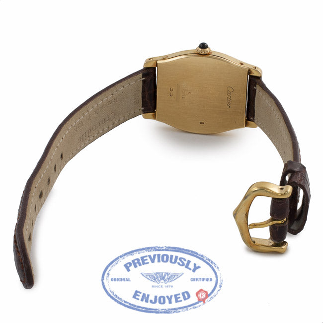 Cartier Yellow Gold Tortue Manual Wind White Roman Dial Vintage Watch