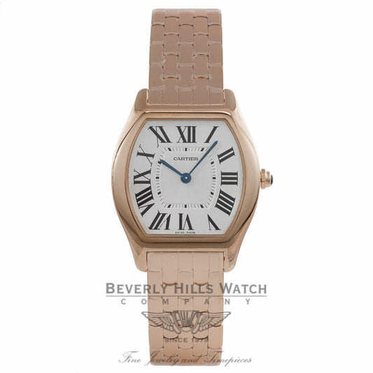 Cartier Tortue Ladies 18k Rose Gold Manual Wind Silver Dial W1556366 897JEE - Beverly Hills Watch Company Watch Store