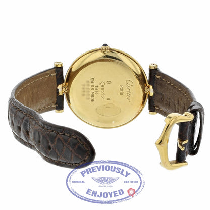 Cartier Vendome Large Tri-Color White Dial Black Roman Quartz 30mm 1MHZ7C - Beverly Hills Watch
