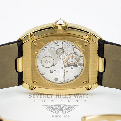 Large Cartier Baignoire 18K Yellow Gold Case Diamond Bezel Fabric Satin Strap Ladies Watch WB520022 Beverly Hills Watch Company Watches